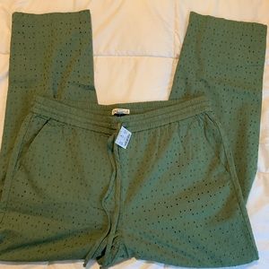 Green eyelet pants